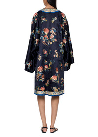 1930s Navy Floral Silk Kimono - Annie's Ibiza
