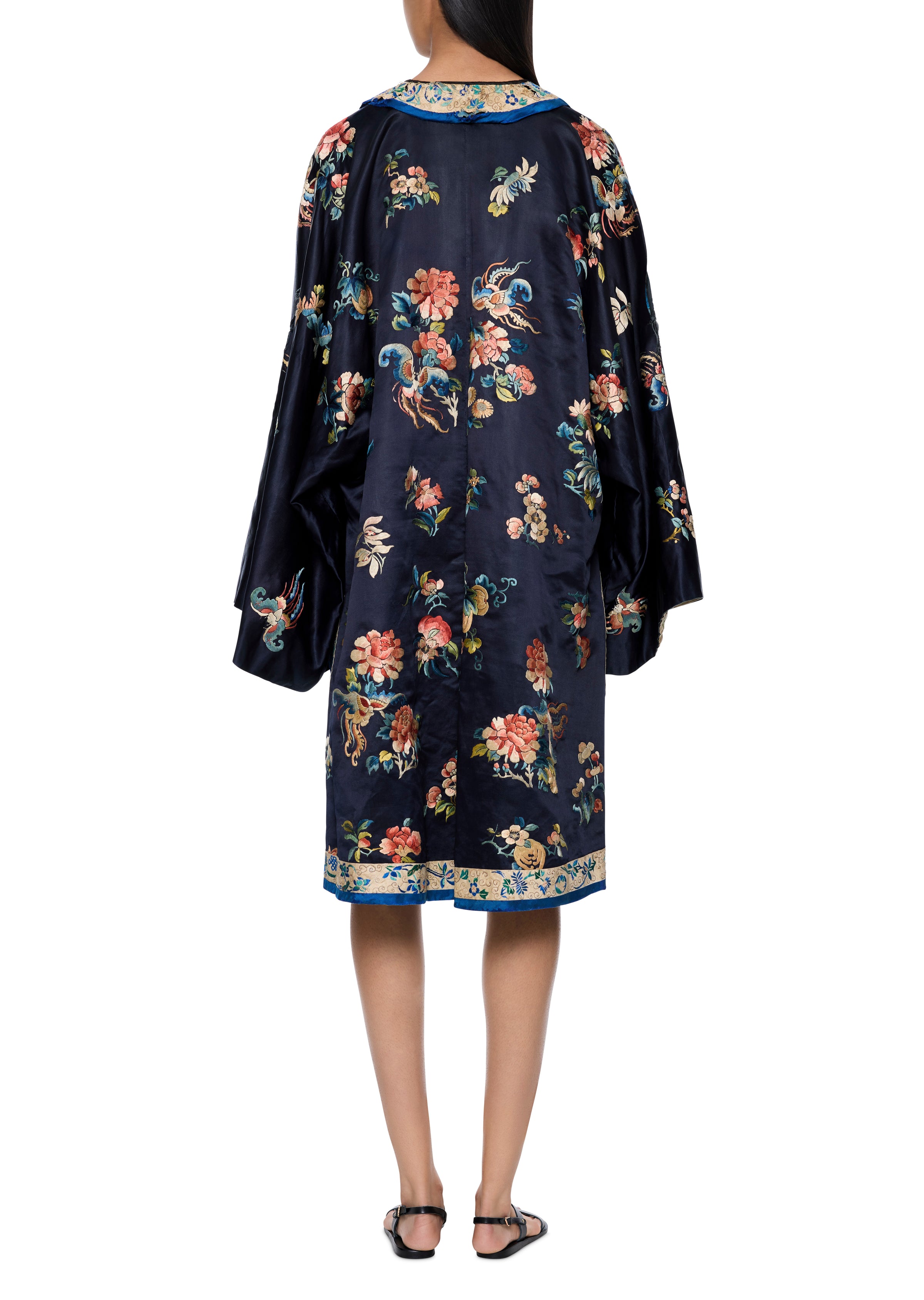 1930s Navy Floral Silk Kimono - Annie's Ibiza