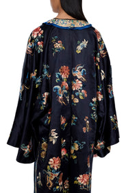 1930s Navy Floral Silk Kimono - Annie's Ibiza