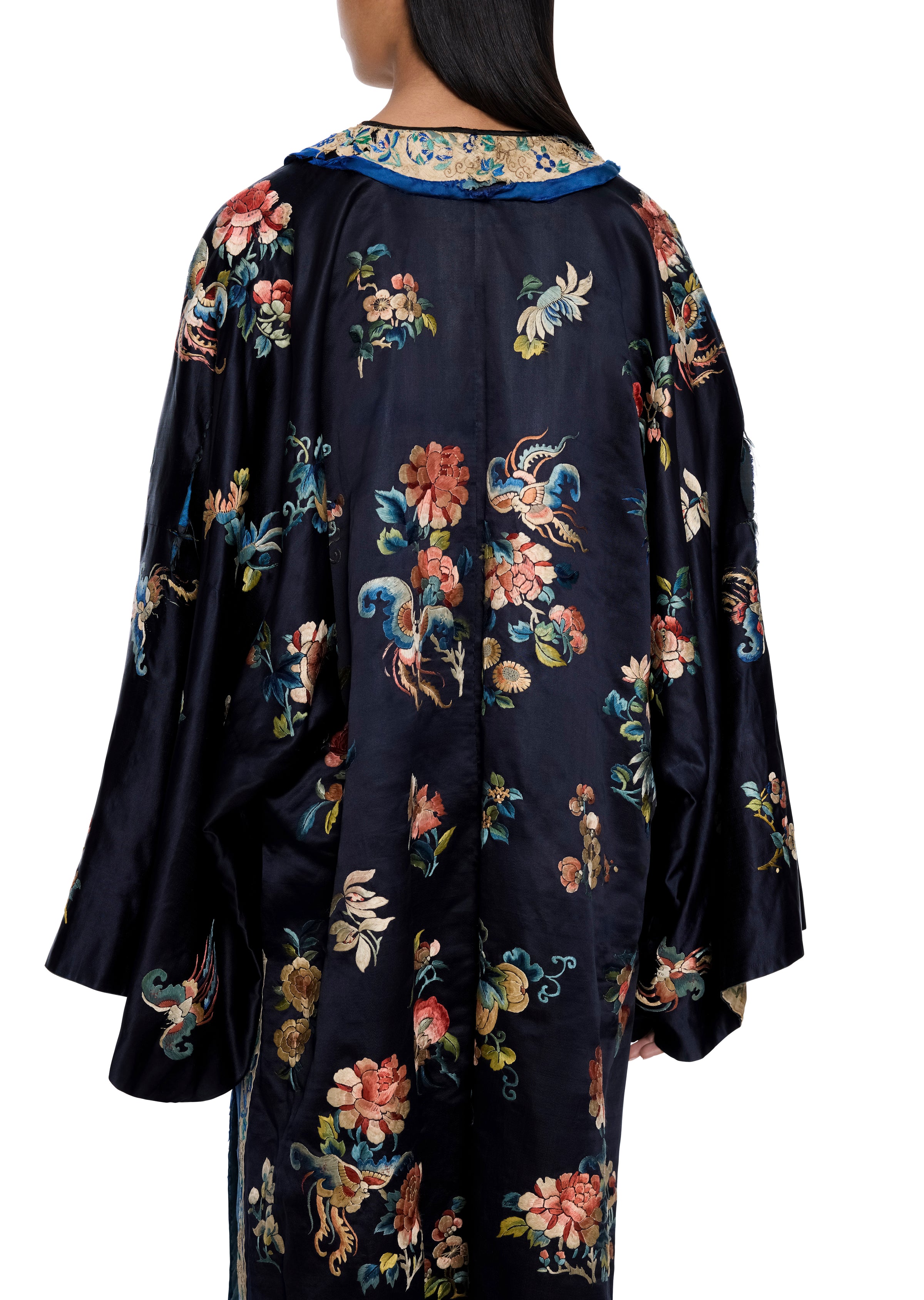 1930s Navy Floral Silk Kimono - Annie's Ibiza