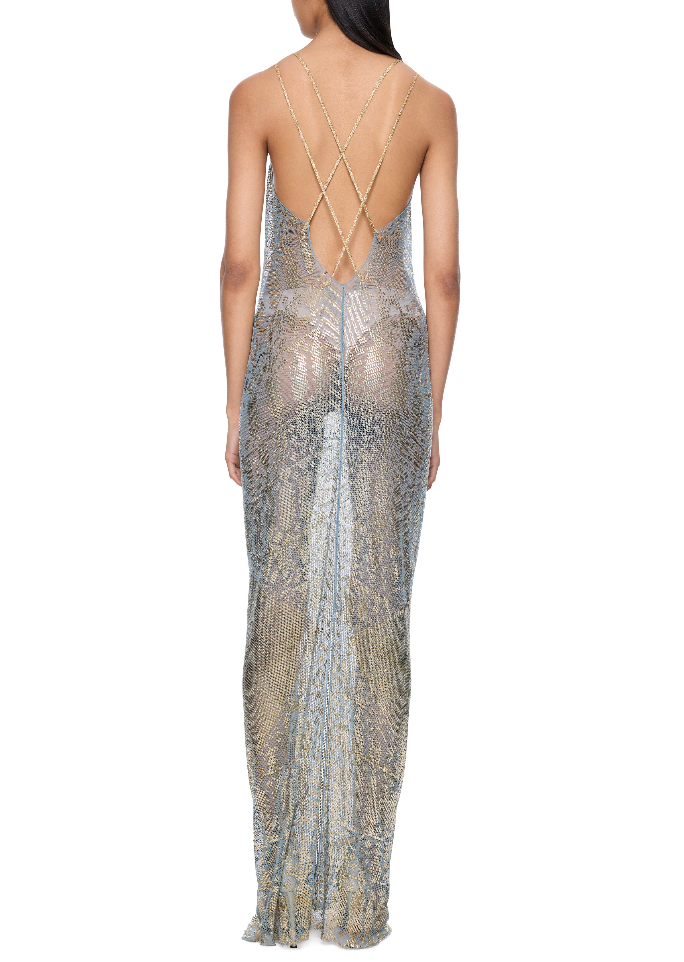 1920s Gold and Blue Egyptian Gown - Annie's Ibiza