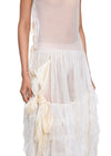 1920s Drop Waist Ivory Ruffle Dress