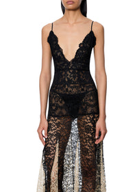 1940s Black and Peach Lace Dress