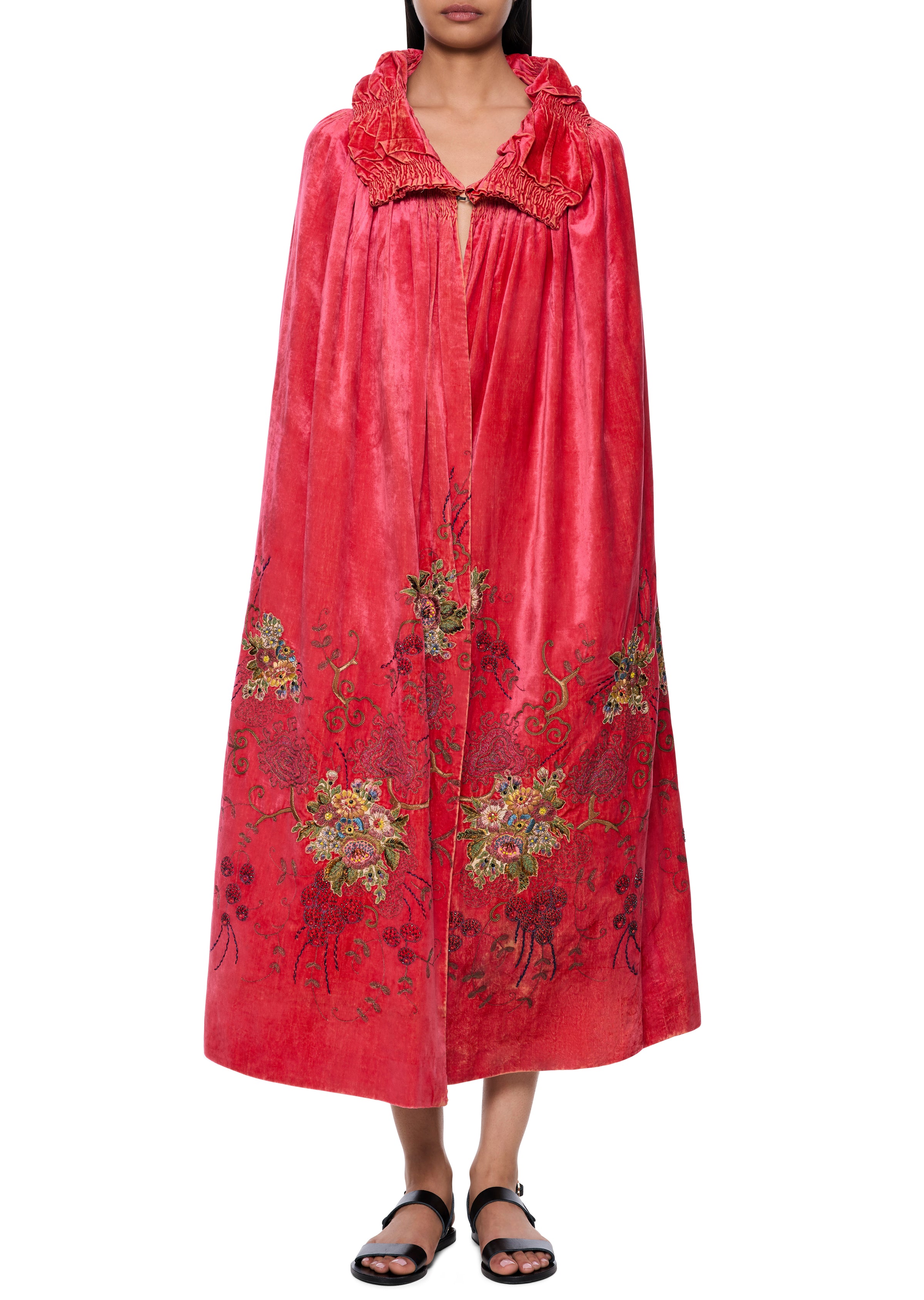 1920s Raspberry Hand Embroidered Cape - Annie's Ibiza