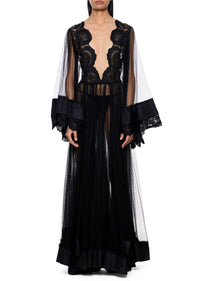 1930s Handmade Lace Gown with Voluminous Sleeves