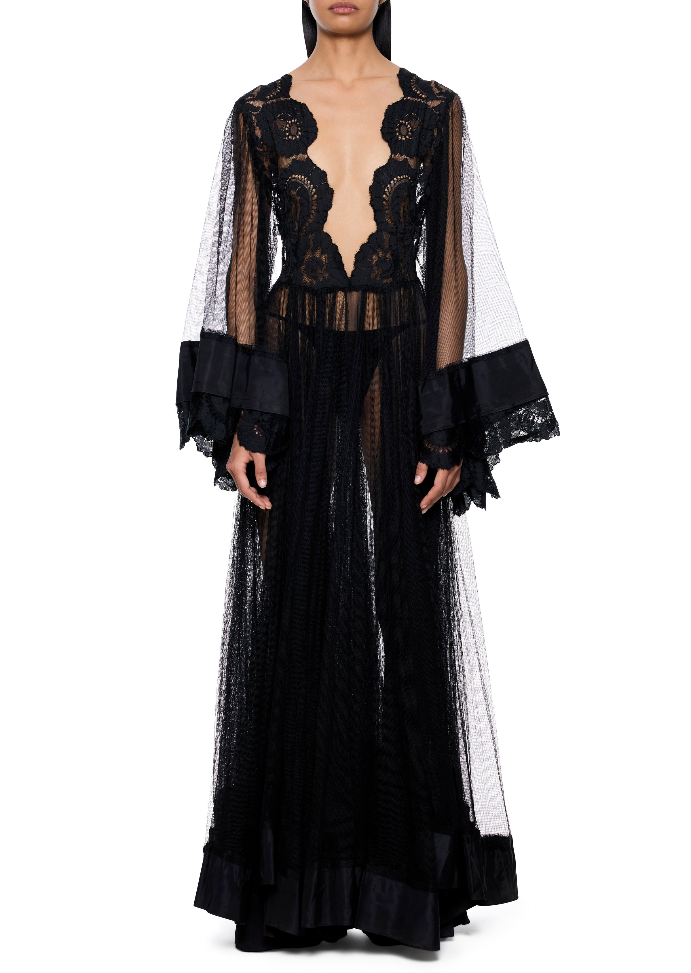 1930s Handmade Lace Gown with Voluminous Sleeves