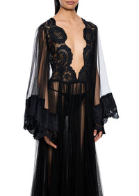 1930s Handmade Lace Gown with Voluminous Sleeves