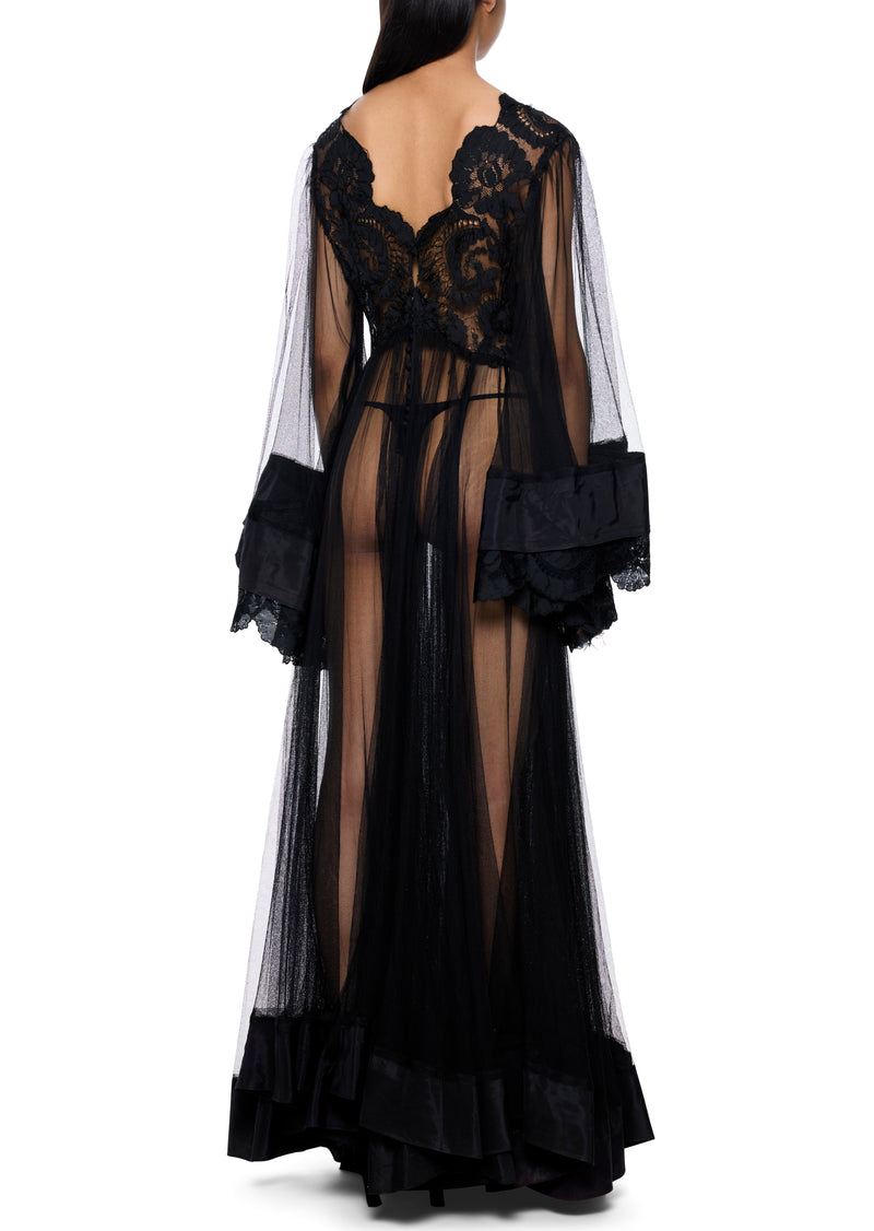 1930s Handmade Lace Gown with Voluminous Sleeves