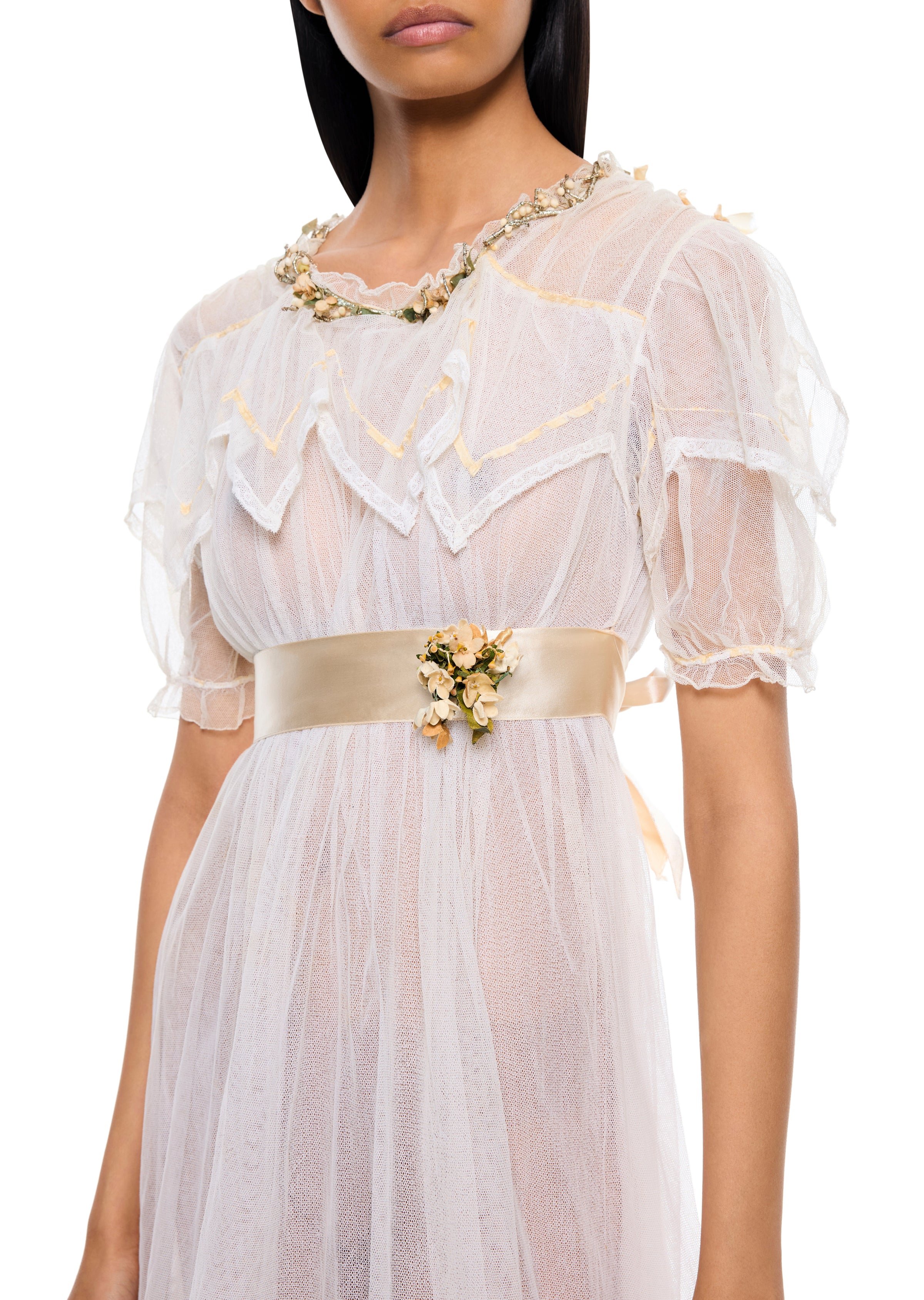 1930s Tulle Ivory Dress