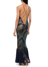 1920s Teal and Bronze Lamé Gown