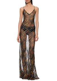 1940s Hand Printed Floral Slip