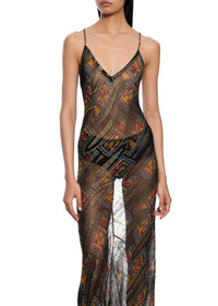 1940s Hand Printed Floral Slip