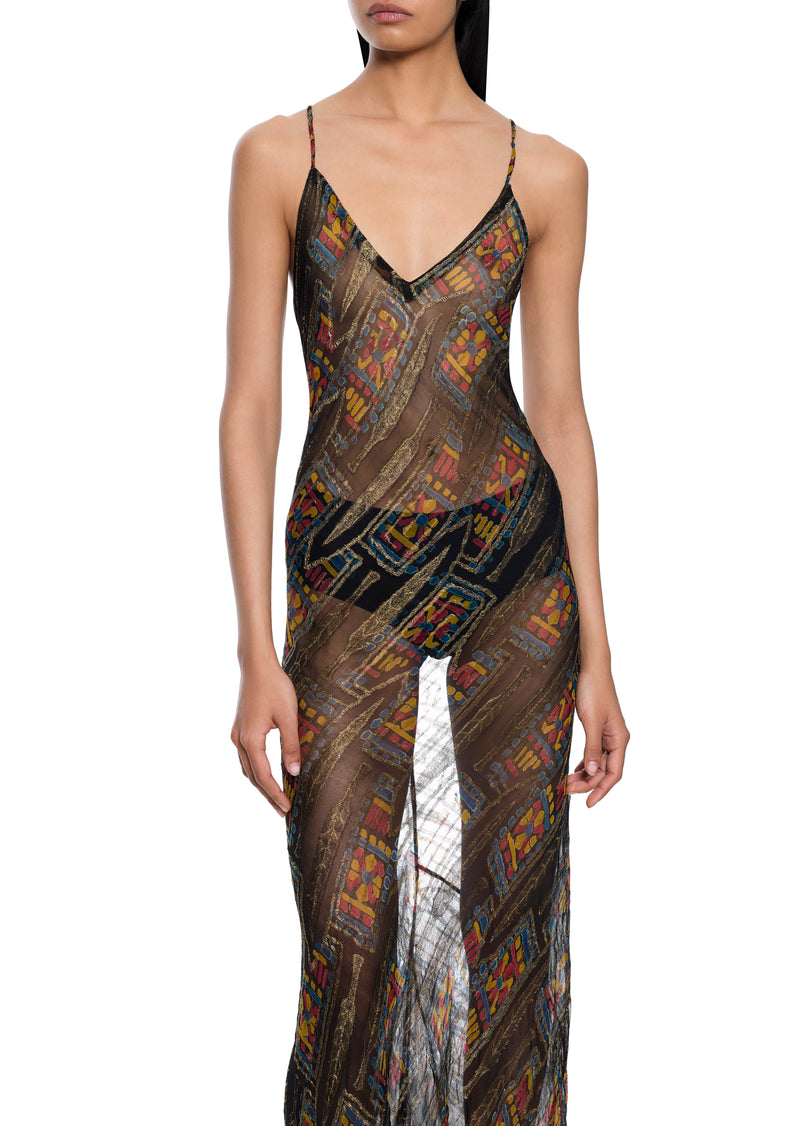 1940s Hand Printed Floral Slip