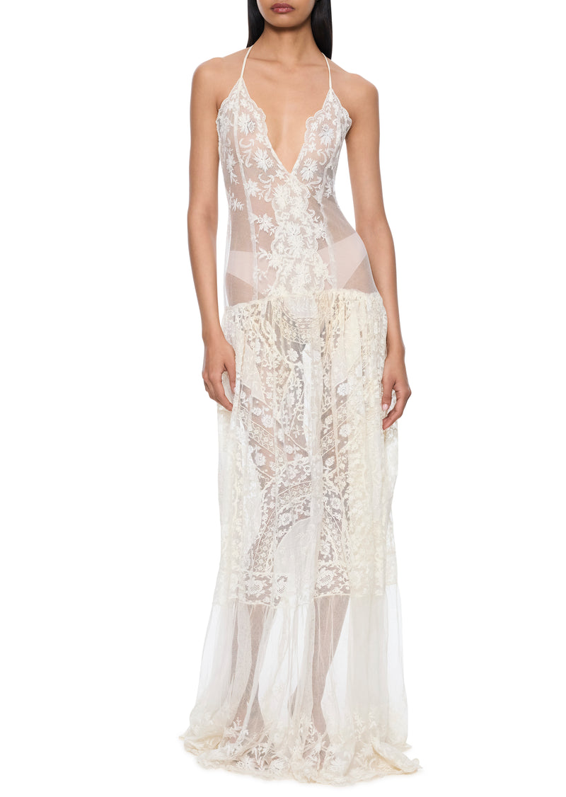 1940s Intricate Tulle and Lace Sundress with Blouse