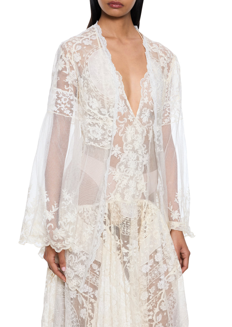 1940s Intricate Tulle and Lace Sundress with Blouse