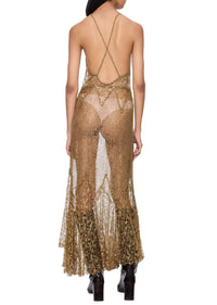 1940s Gold Lace Dress