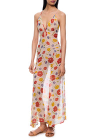 1940s Floral Silk Chiffon Dress