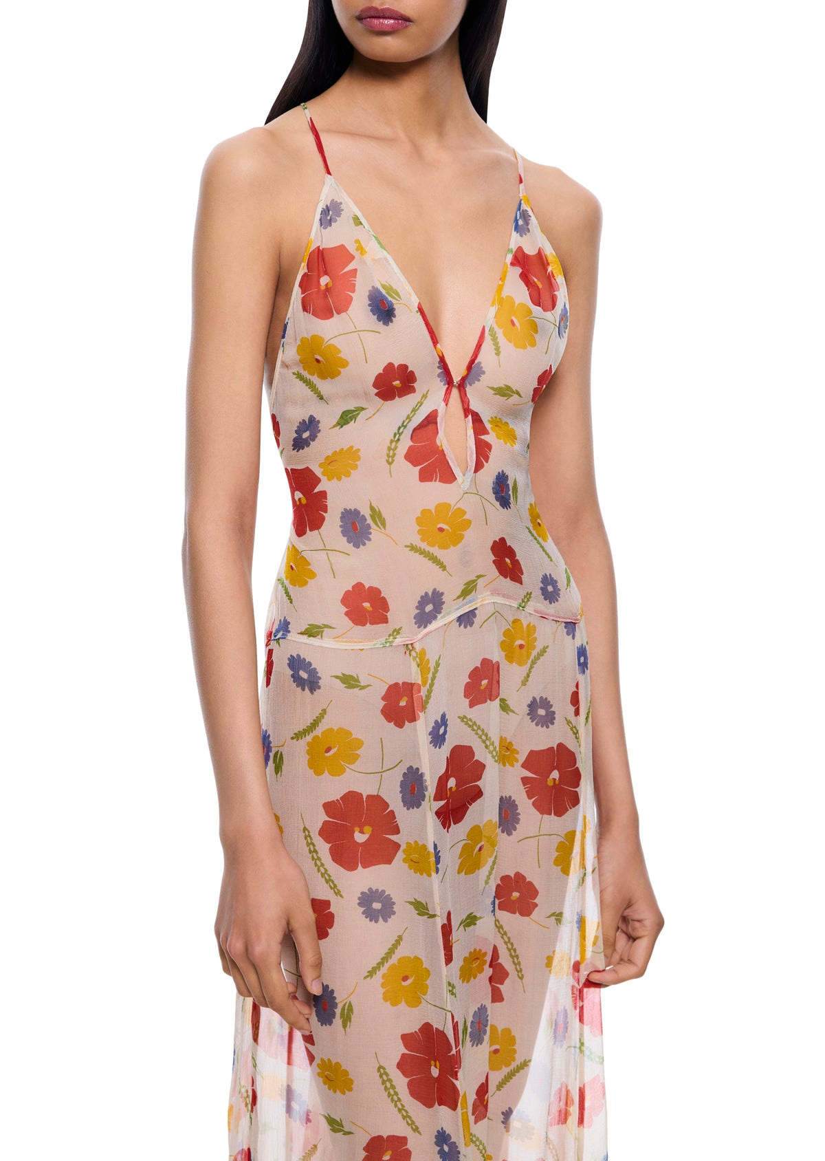 1940s Floral Silk Chiffon Dress – Annie's Ibiza Online