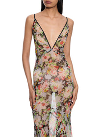 1940s Floral Silk Dress