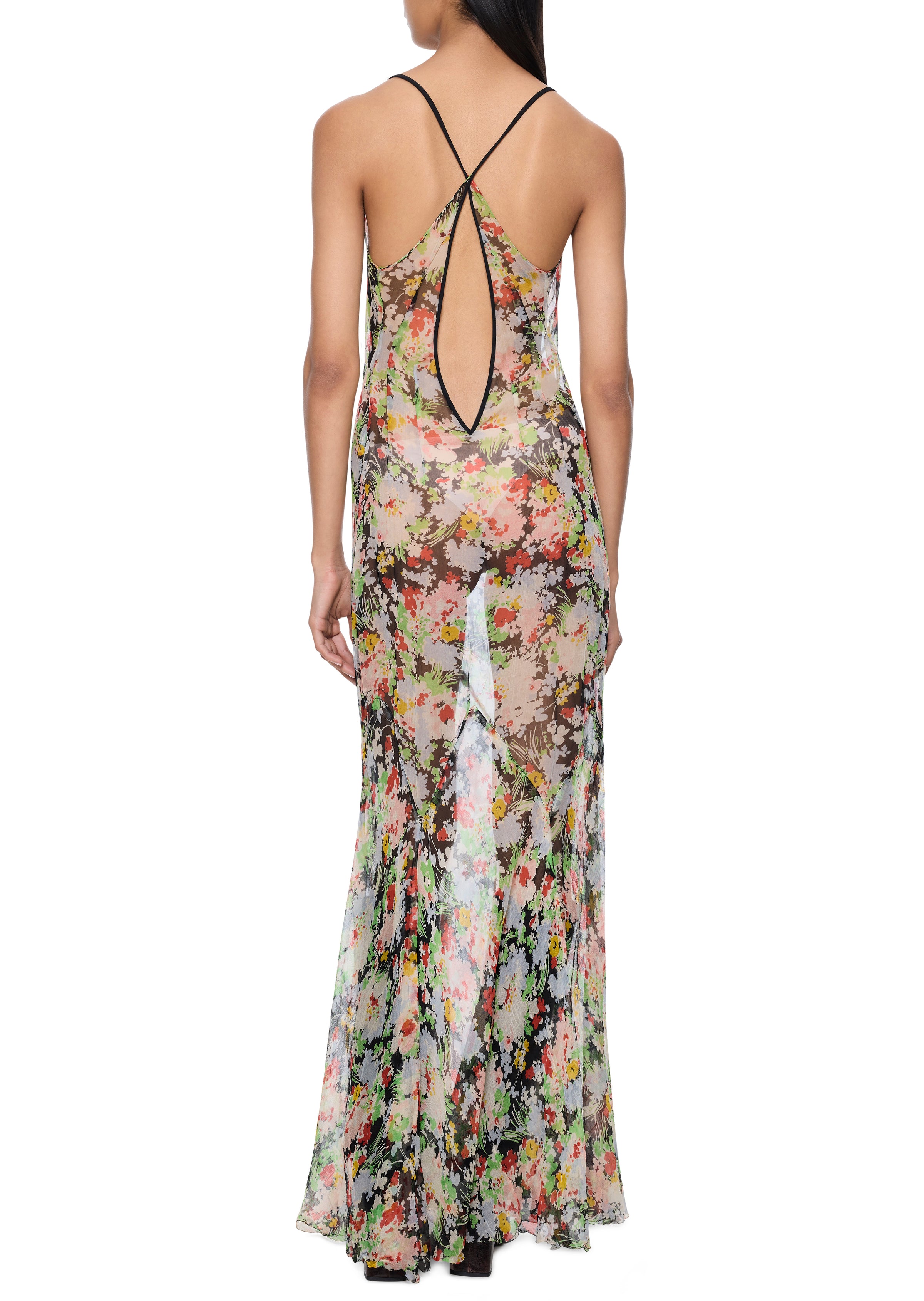 1940s Floral Silk Dress