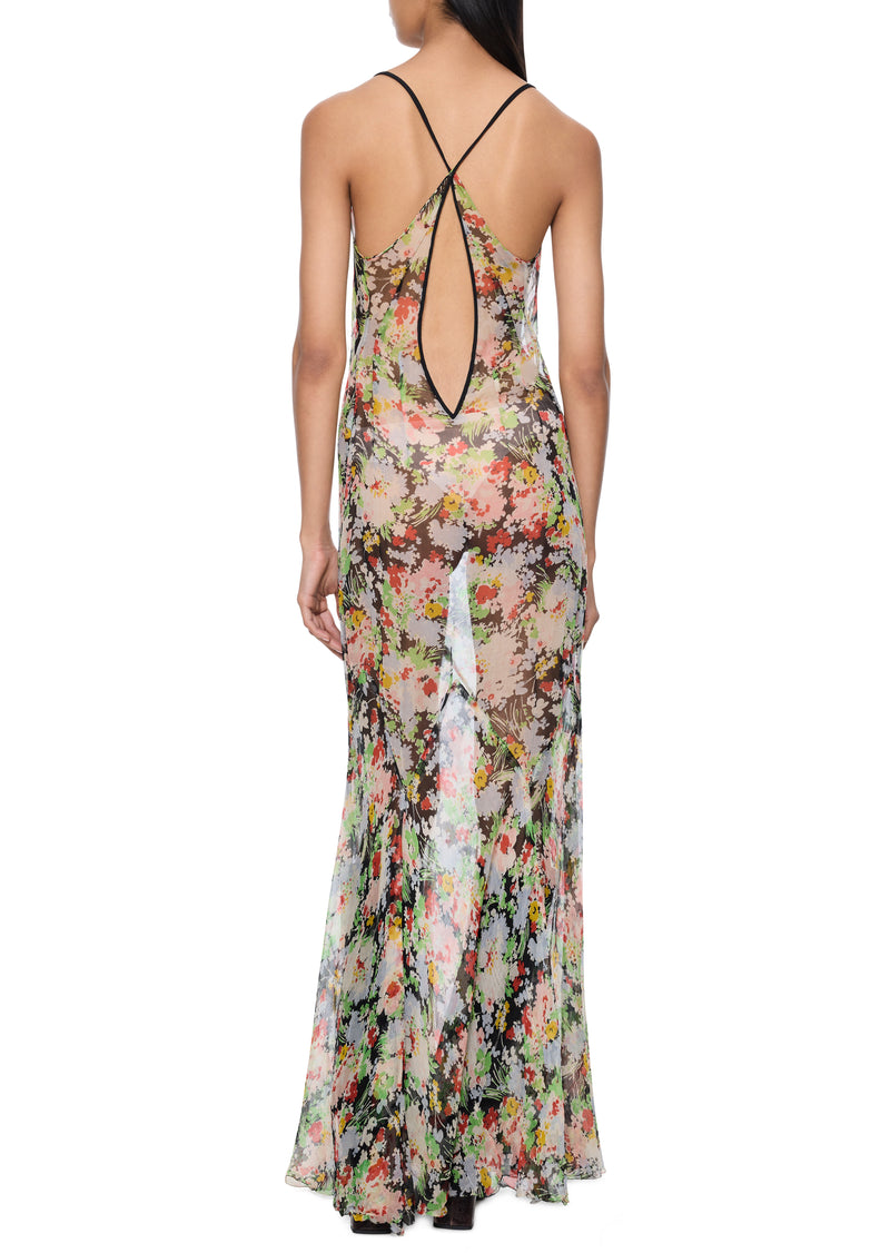 1940s Floral Silk Dress