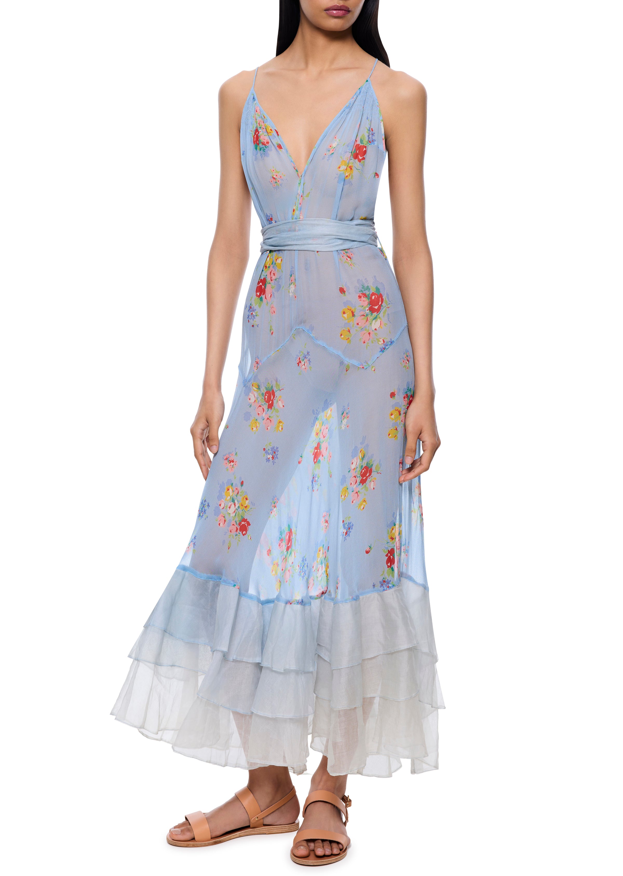 1930s Powder Blue Floral Dress