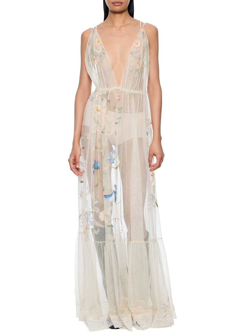 1950s Hand Embroidered Dress