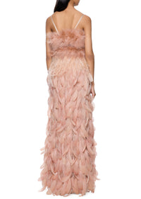 1970s Pink Feather Gown