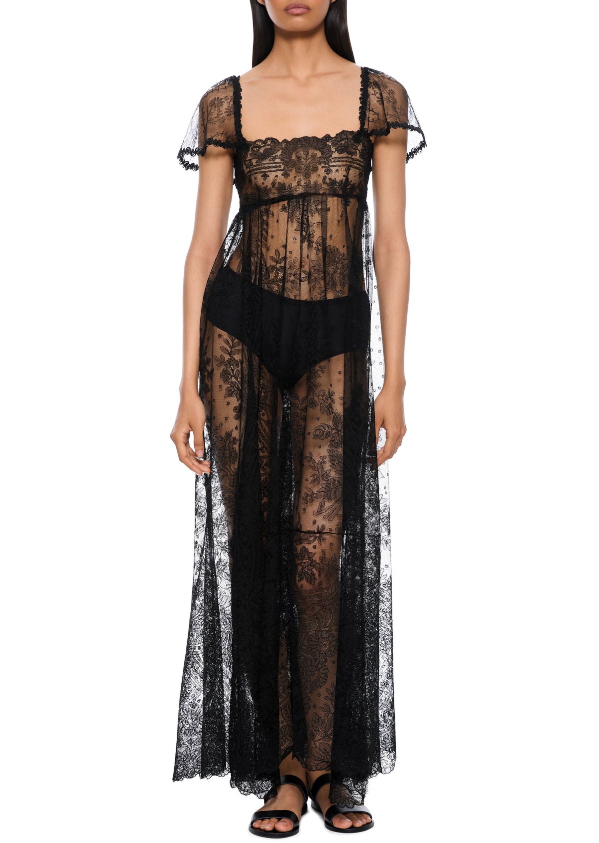 1930s Black Lace Bardot Dress