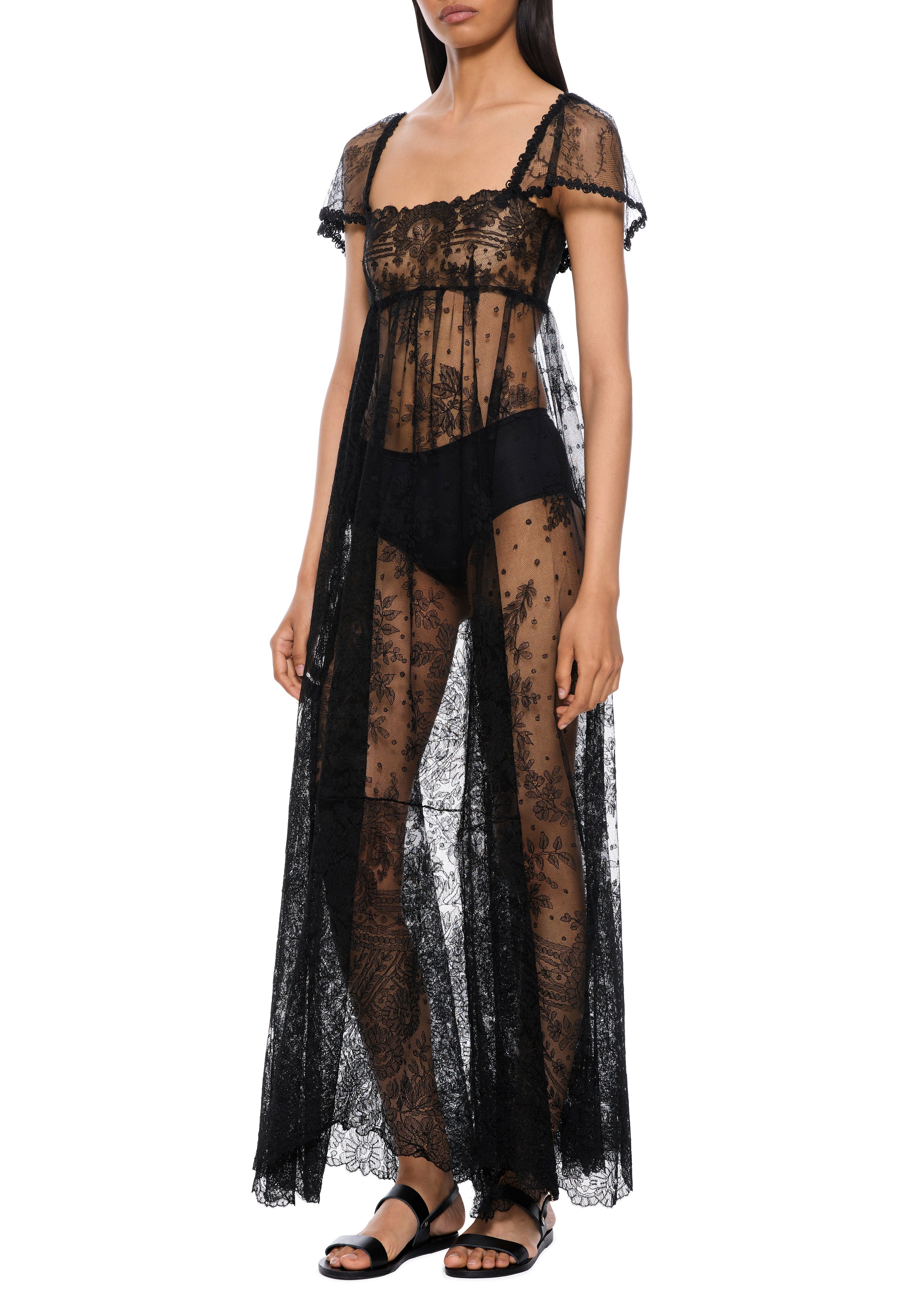 1930s Black Lace Bardot Dress