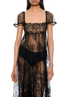 1930s Black Lace Bardot Dress