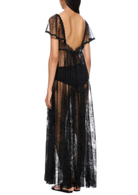 1930s Black Lace Bardot Dress