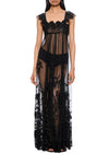 1930s Black Lace Gown with Scalloped Straps