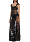1930s Black Lace Gown with Scalloped Straps