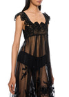 1930s Black Lace Gown with Scalloped Straps