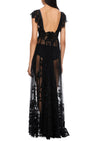 1930s Black Lace Gown with Scalloped Straps