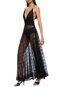 1940s Black Lace and Velvet Dress