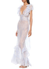 1930s White and Blue Chiffon Dress
