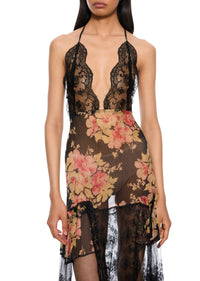 1940s Floral Chiffon Dress