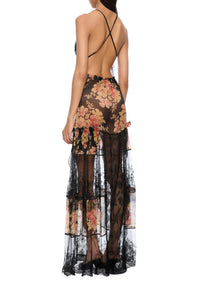 1940s Floral Chiffon Dress