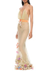 1940s Floral Appliquéd Gown with Sheer Overlay