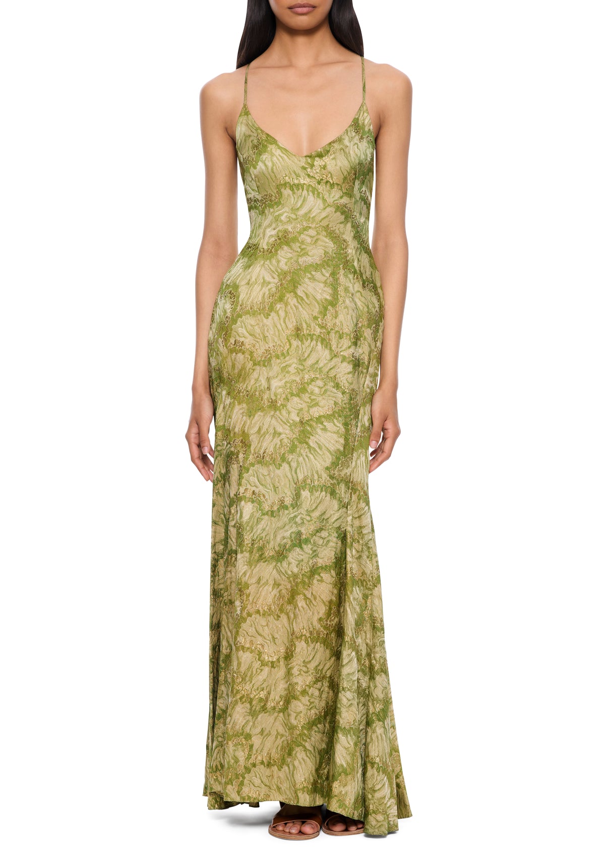 green lame dress A-Line Glitter Lame Long Prom Dress