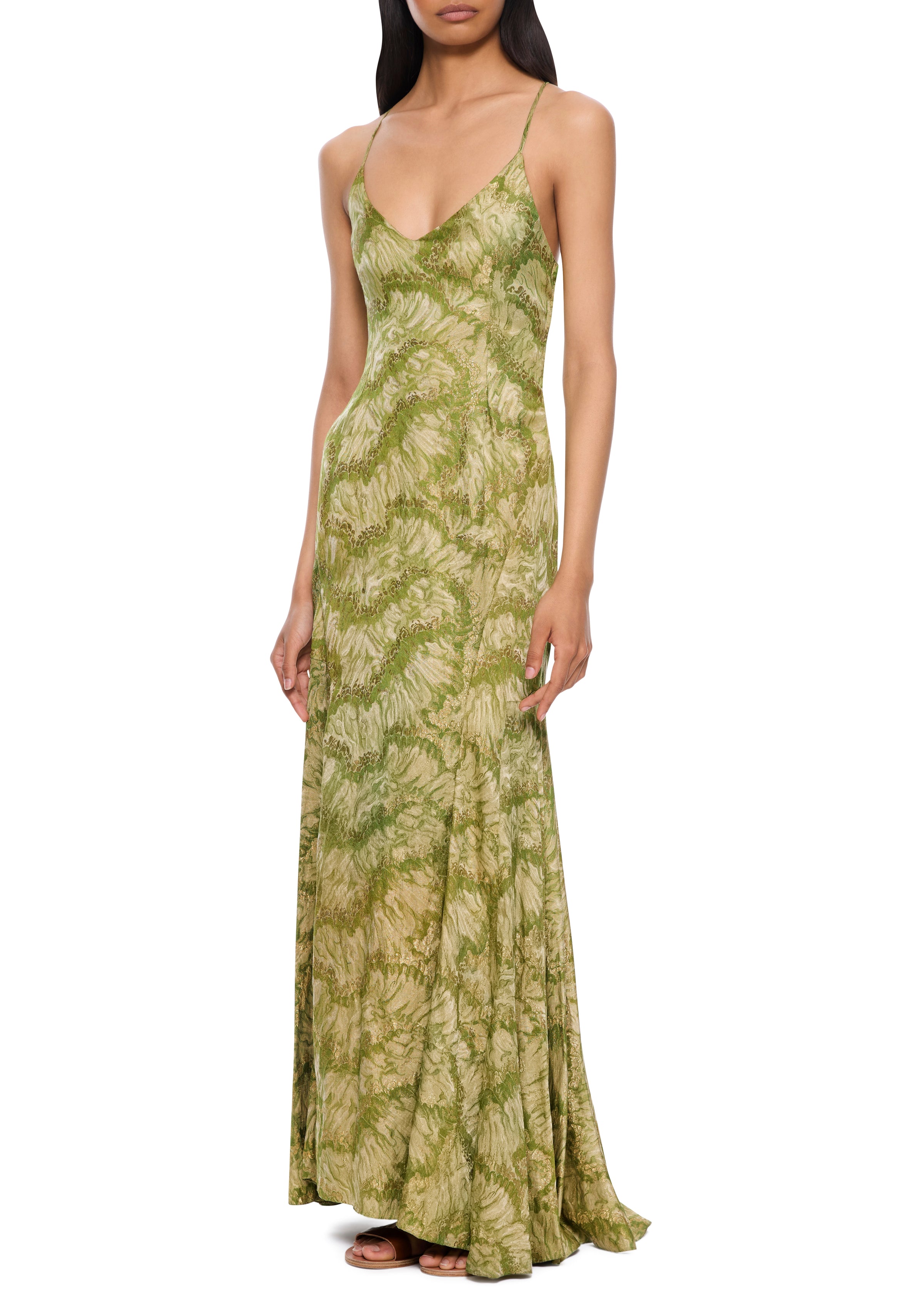 1920s Lime Green Lamé Gown