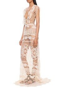 1930s Handmade Ivory Crochet Dress