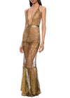 1940s Gold Metallic Lace Dress