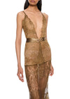 1940s Gold Metallic Lace Dress