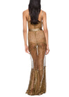 1940s Gold Metallic Lace Dress