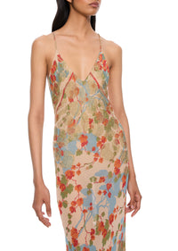 1940s Ivory Floral Print Gown with Fringing - Annie's Ibiza