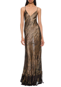 1930s Black and Gold Fringed Lamé Gown - Annie's Ibiza