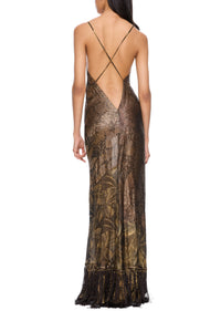 1930s Black and Gold Fringed Lamé Gown - Annie's Ibiza